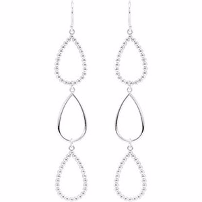 85412:100:P Sterling Silver 78x13.5mm Beaded Open Silhouette Dangle Earrings 