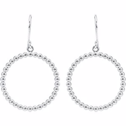 85420:100:P Sterling Silver Circle Shaped Beaded Design Earrings