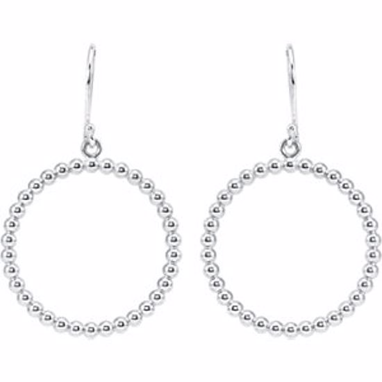 85420:100:P Sterling Silver Circle Shaped Beaded Design Earrings