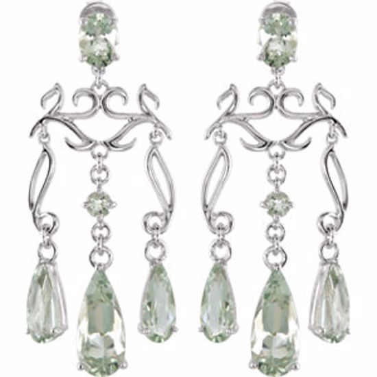 69785:101:P Sterling Silver Green Amethyst Chandelier Earrings