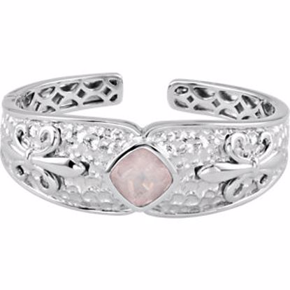 69789:100:P Sterling Silver Pink Quartz 22x17x10mm Cuff Bracelet