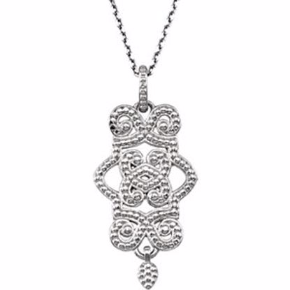 85324:108:P 14kt White Granulated Design 18" Necklace