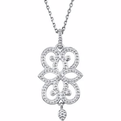 85343:108:P Sterling Silver Granulated Scroll Design 18" Necklace 