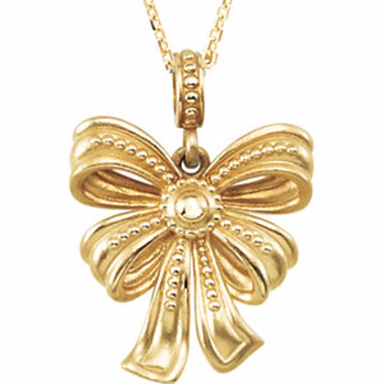 85368:105:P 14kt Yellow Bow Design 18" Necklace