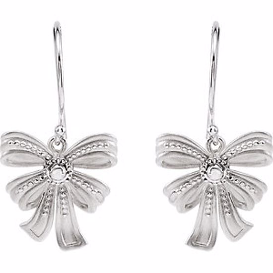 85369:104:P Sterling Silver Vintage-Inspired Bow Design Earrings