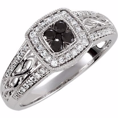 69795:600:P Sterling Silver Black Spinel & 1/5 CTW Diamond Ring Size 5