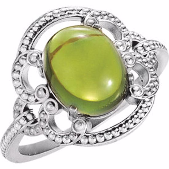 71565:110:P Sterling Silver Peridot Granulated Design Ring