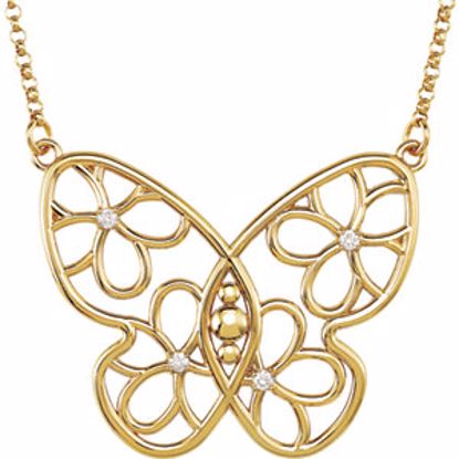 85396:60000:P 14kt Yellow .08 CTW Diamond Butterfly 18" Necklace