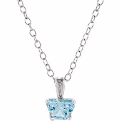 190041:13800:P 14kt White March Birthstone 14" Necklace