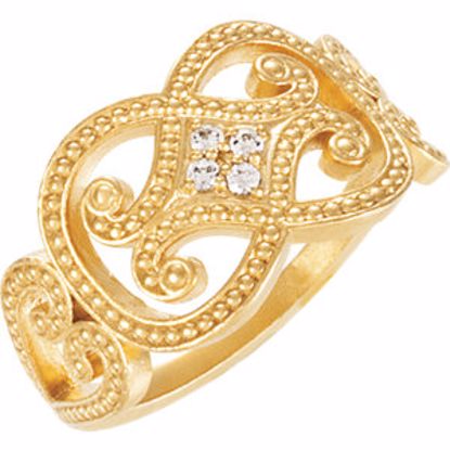 121946:60000:P 14kt Yellow .06 CTW Diamond Granulated Design Ring