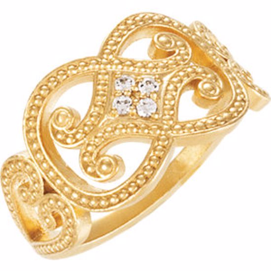 121946:60000:P 14kt Yellow .06 CTW Diamond Granulated Design Ring