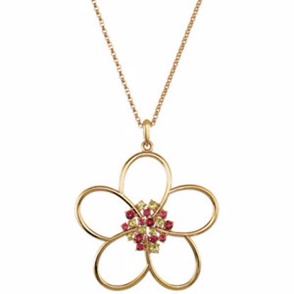 85406:60000:P Peridot & Pink Tourmaline Floral Design Necklace or Pendant Mounting