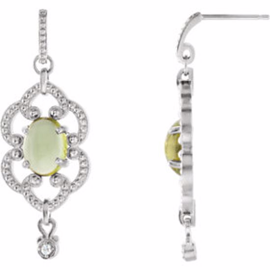 85323:60001:P 14kt White Peridot & .03 CTW Diamond Earrings