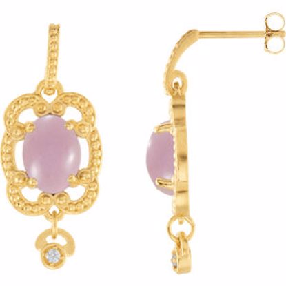 85321:60000:P 14kt Yellow Lavender Chalcedony & .03 CTW Diamond Earrings