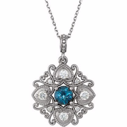 85372:600002:P Sterling Silver London Blue Topaz & 1/4 CTW Diamond 18" Necklace