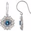 85373:60001:P 14kt White London Blue Topaz & 1/2 CTW Diamond Vintage-Inspired Earrings 