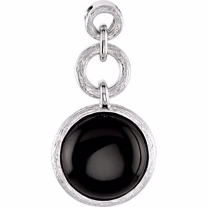 69829:100:P Sterling Silver Onyx Bark Design Circle Pendant