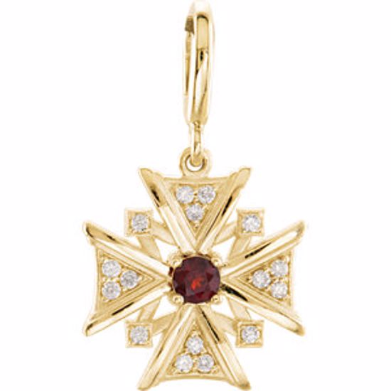 85350:60000:P 14kt Yellow Mozambique Garnet & Diamond Dangle Charm