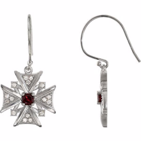 85349:60002:P Sterling Silver Mozambique Garnet & 1/3 CTW Diamond Earrings