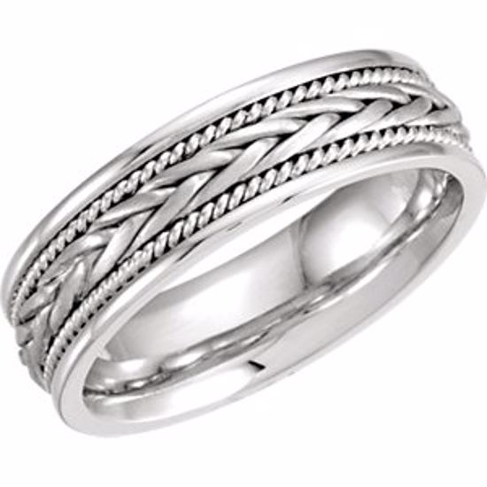 50635:40036:P Platinum 6.75mm Hand-Woven Band Size 9.5