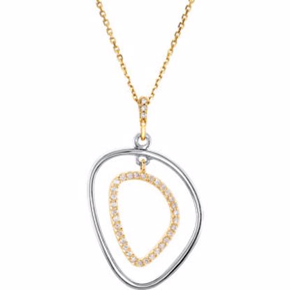 85432:60001:P Sterling Silver & 14kt Yellow 1/6 CTW Diamond Open Silhouette Necklace 18"