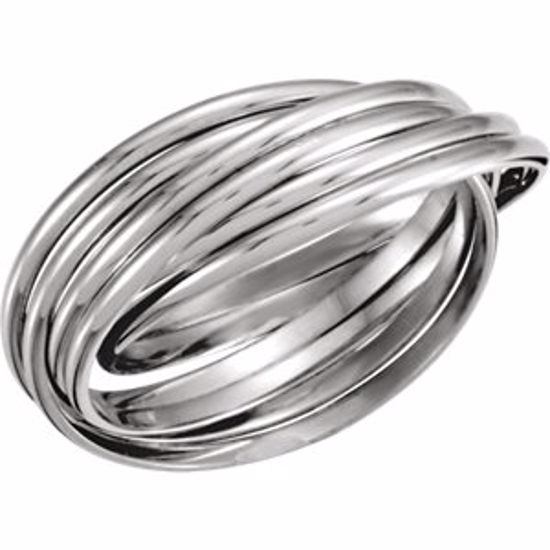 5726:105569:P 14kt White 6-Band Rolling Ring Size 7.5