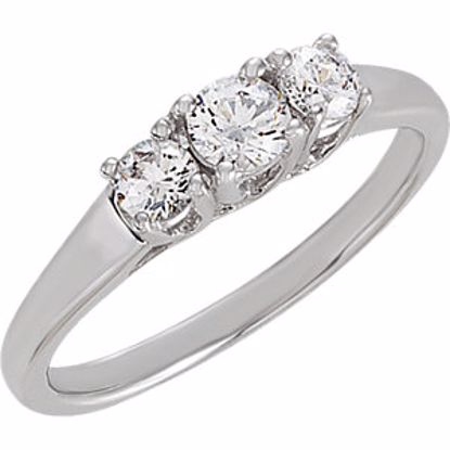 69841:101:P Sterling Silver Cubic Zirconia Three Stone Ring Size 6