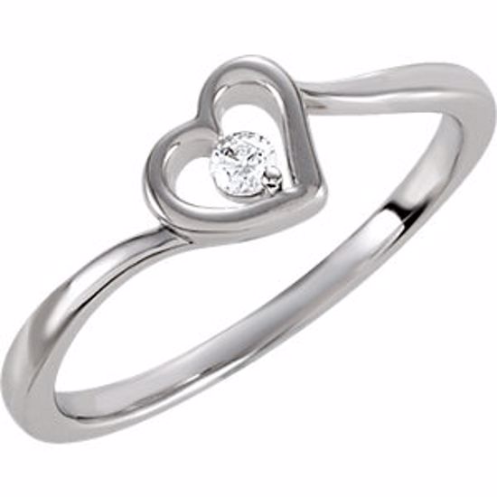 69848:102:P Sterling Silver Cubic Zirconia Heart Ring Size 7