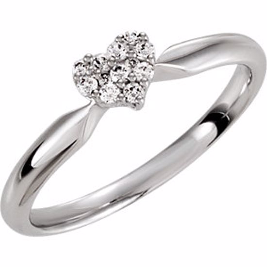 69867:108:P Sterling Silver Cubic Zirconia Heart Ring Size 8