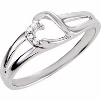 69869:106:P Sterling Silver Cubic Zirconia Heart Ring Size 6