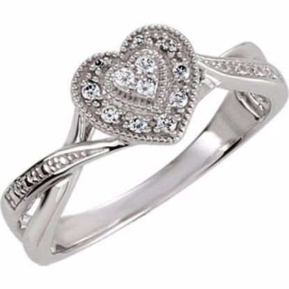 69870:105:P Sterling Silver Cubic Zirconia Heart Ring Size 5