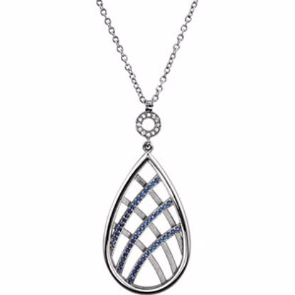 85425:60000:P Platinum Blue & White Sapphire 18" Necklace 