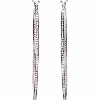 69857:6002:P Sterling Silver Cubic Zirconia Inside/Outside Hoop Earrings