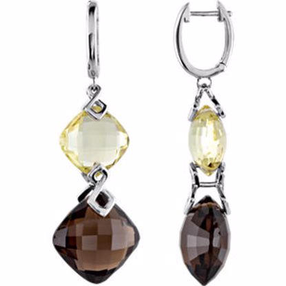 69881:6002:P Sterling Silver Lime & Smoky Quartz Earrings