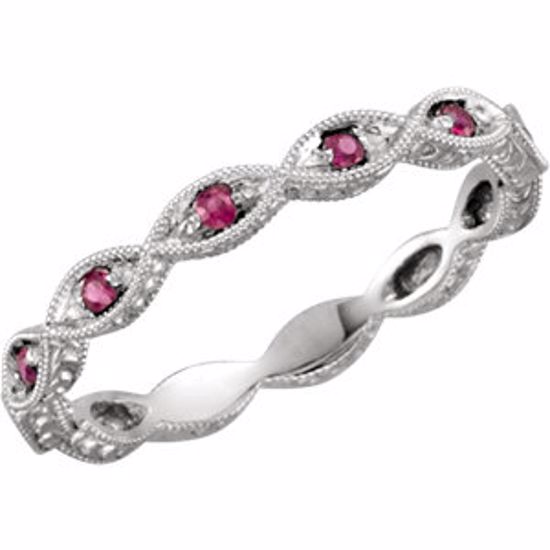 69817:103:P 14kt White Ruby Anniversary Band Size 7 