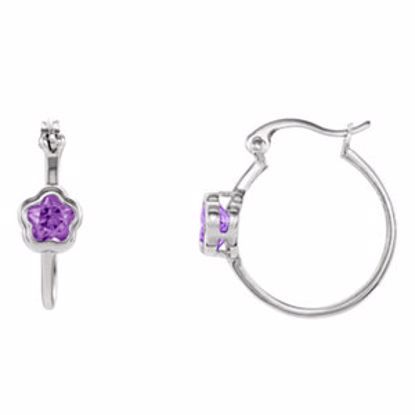 192018:1000:P Sterling Silver BFlower™ Purple CZ Dangle Earrings