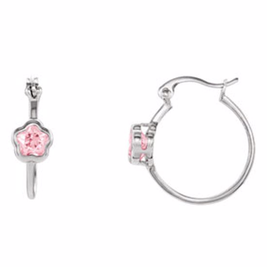 192018:1030:P Sterling Silver BFlower™ Rose CZ Dangle Earrings