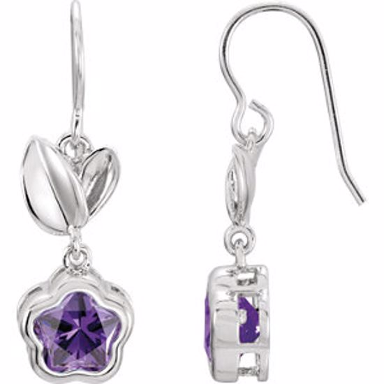 192019:1040:P Sterling Silver ROSE Cubic Zirconia BFlower&trade; Earrings with Box