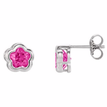 192020:1020:P Sterling Silver Fuchsia CZ Stud Earrings