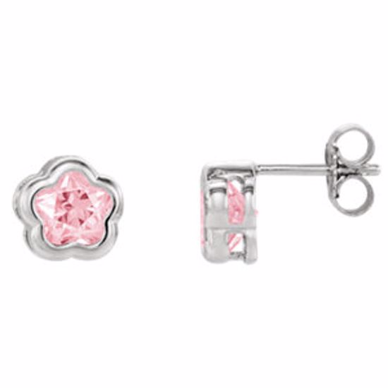 192020:1030:P Sterling Silver Rose CZ Stud Earrings