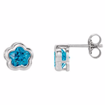 192020:1040:P Sterling Silver Blue CZ Stud Earrings