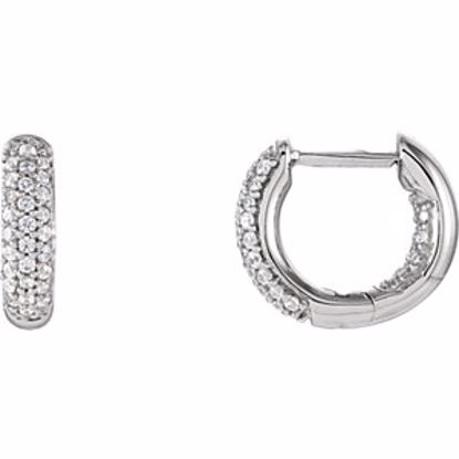 69877:107:P Sterling Silver 11.2mm Cubic Zirconia Inside/Outside Hoop Earrings