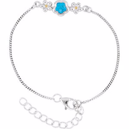 19804:1050:P Sterling Silver BFlower&trade; Blue CZ 6.5-7.5" Bracelet