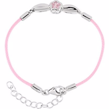 19805:1040:P Sterling Silver BFlower&trade; Rose CZ 6.5-7.5" Nylon Bracelet