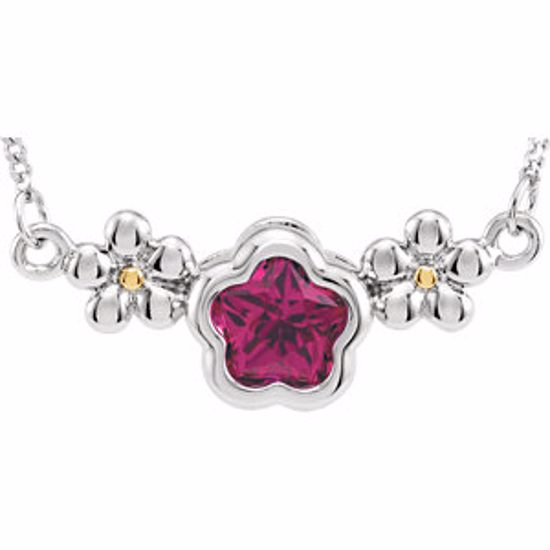 190045:1030:P Sterling Silver FUSHIA Cubic Zirconia BFlower&trade; 15-17" Necklace with Box