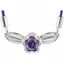 190046:1010:P Sterling Silver PURPLE Cubic Zirconia BFlower&trade; Leaf Nylon 15-17" Necklace with Box