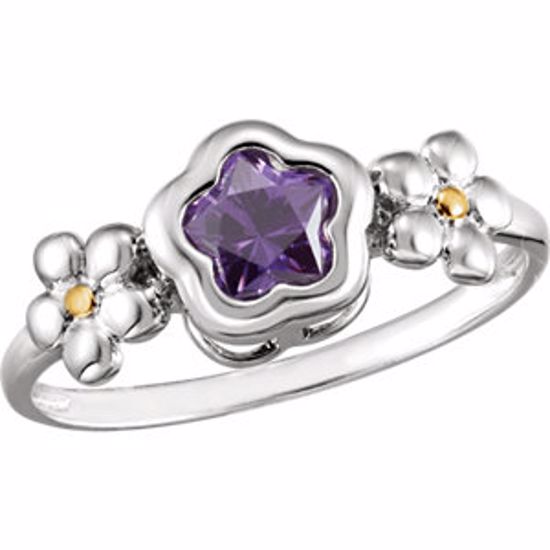 19396:1010:P Sterling Silver BFlower&trade; Purple CZ Ring