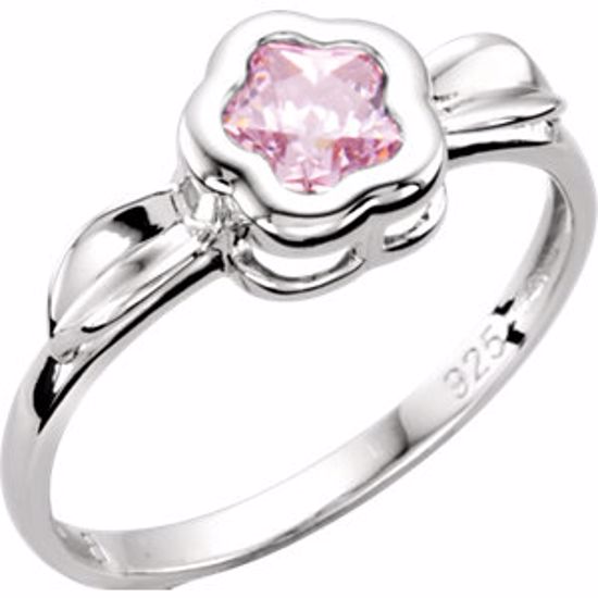 19397:1040:P Sterling Silver BFlower&trade; Rose CZ Ring 