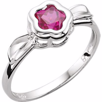 19397:1030:P Sterling Silver BFlower&trade; Fuchsia CZ Star Ring 