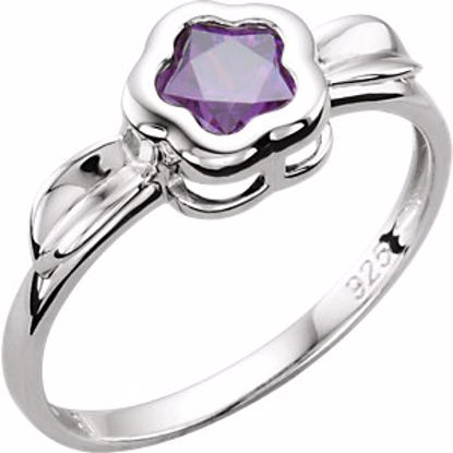 19397:1010:P Sterling Silver BFlower&trade; Purple CZ Star Ring 